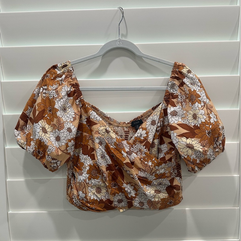 J. Crew Cropped Puff Sleeve Top- Size M worn once